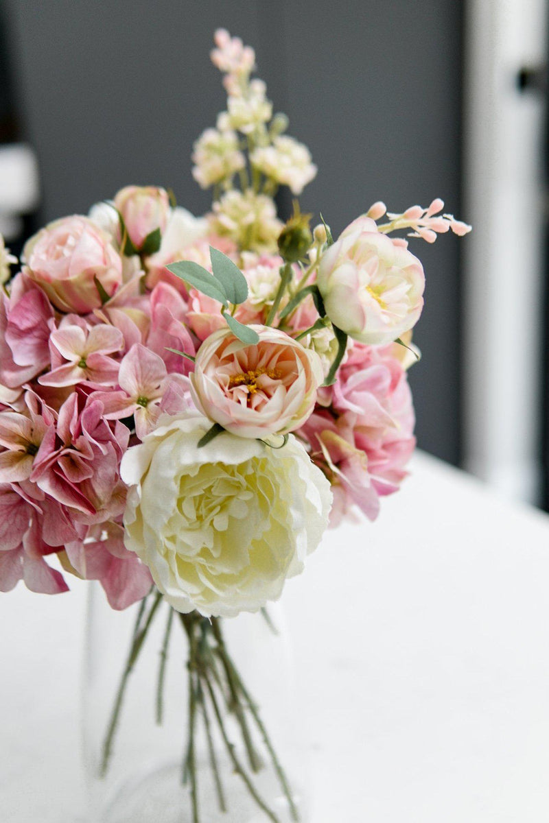 Pink Hydrangea, White Peony & Rose Arrangement - Edison & James