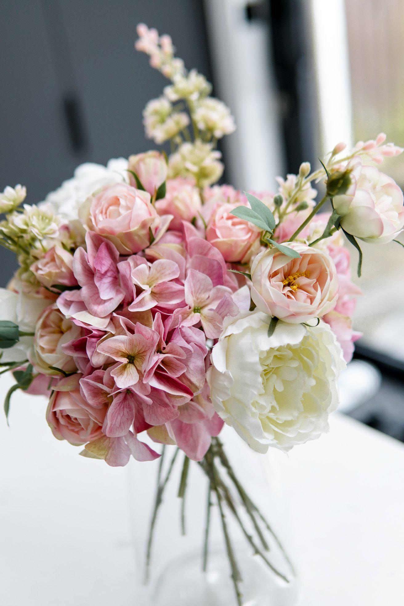 Pink Hydrangea, White Peony & Rose Arrangement – Edison & James