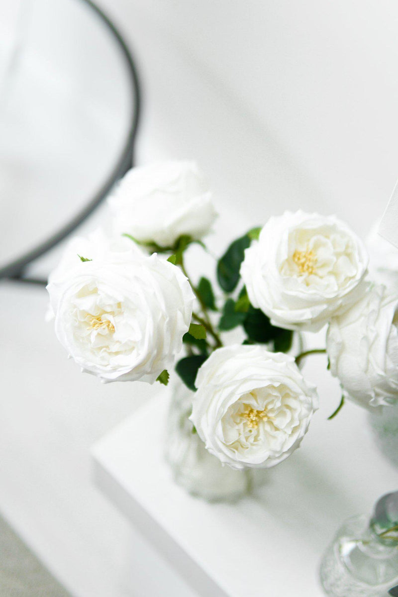 Set of 3 Real Touch White Rose Stems - Edison & James