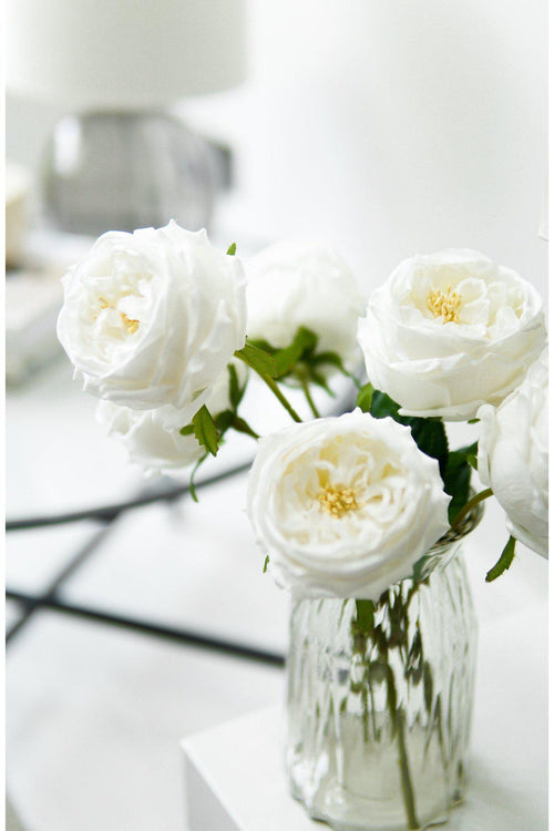 Set of 3 Real Touch White Rose Stems - Edison & James